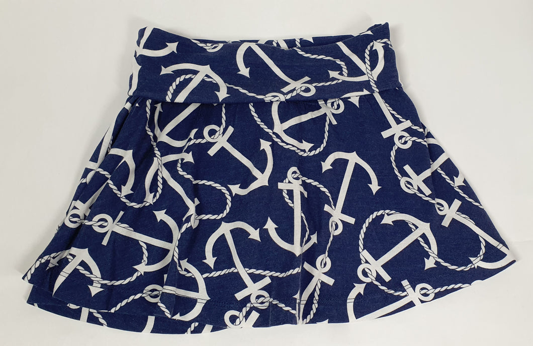 Ralph Lauren Navy and White Anchor Pull on Skirt