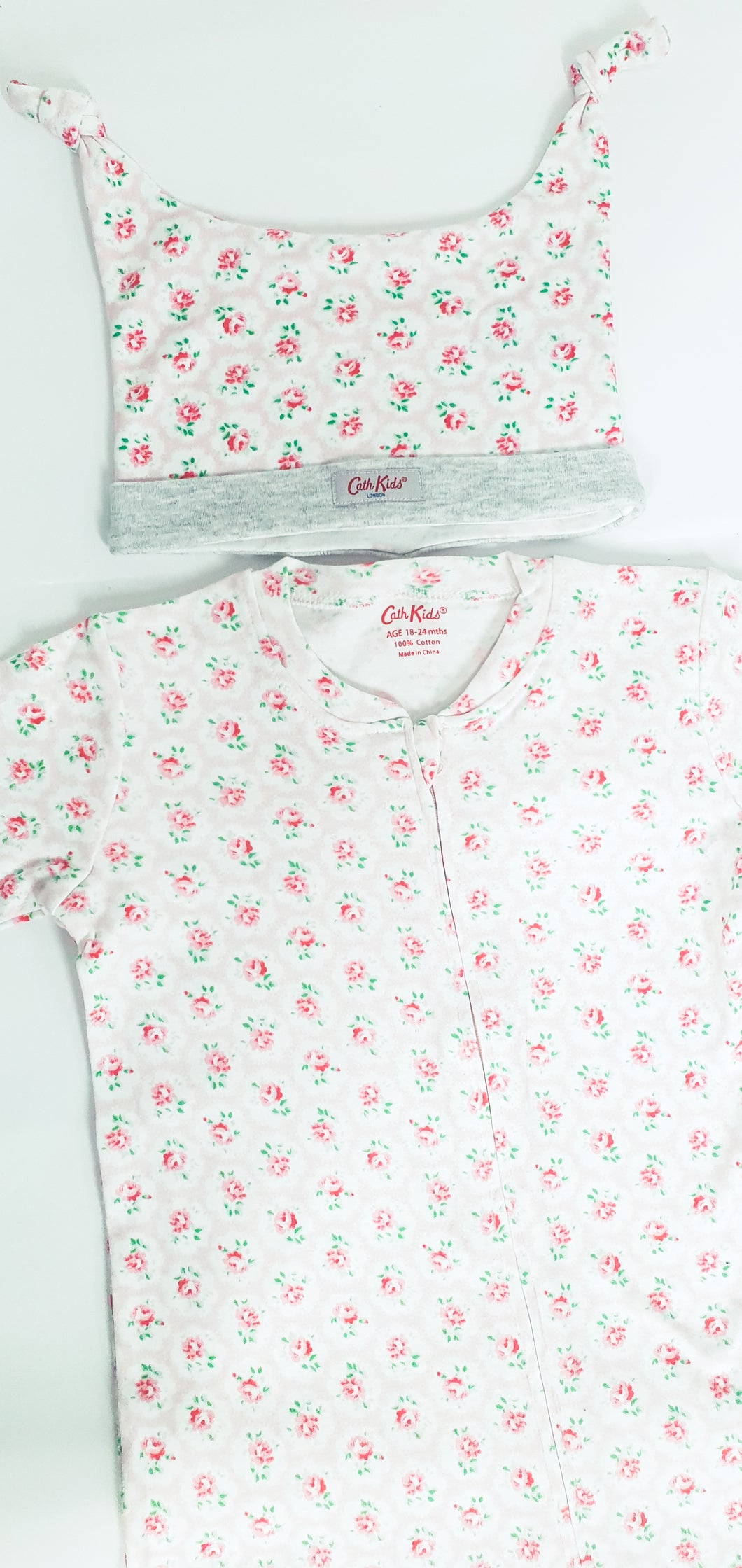 Cath Kidston - Provence Rose Baby Sleepsuit & Hat Set